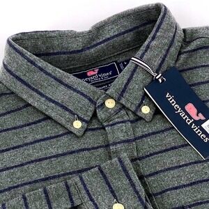 Vineyard Vines Flannel Shirt Mens Large Leavenworth Slim Longshore Striped NEW